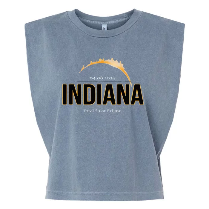 Indiana America April 2024 Path Of Totality Solar Eclipse Garment-Dyed Women's Muscle Tee