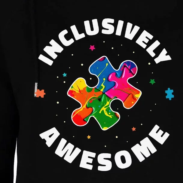 Inclusively Awesome Autism Teacher Sped Womens Funnel Neck Pullover Hood