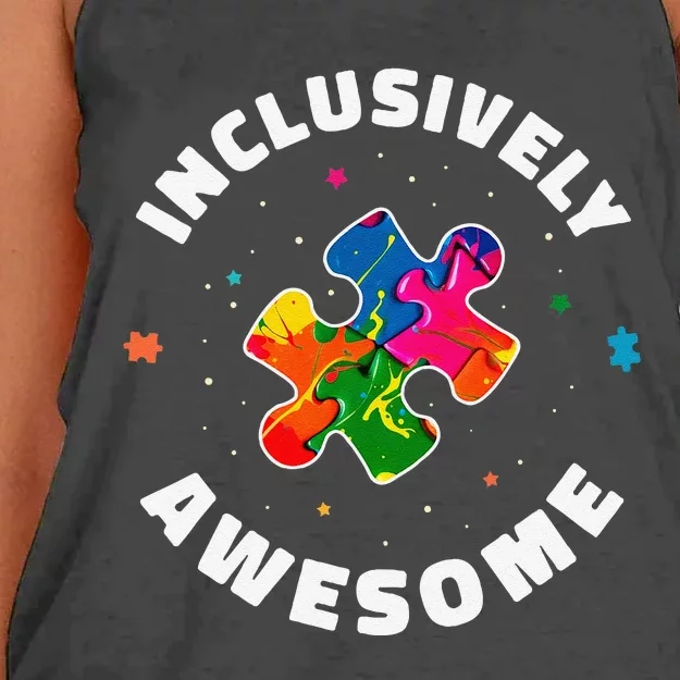 Inclusively Awesome Autism Teacher Sped Women's Knotted Racerback Tank