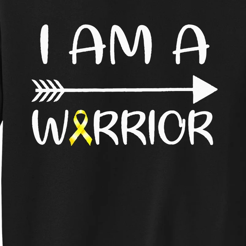 I Am A Warrior Childhood Cancer Awareness Gold Ribbon Gifts Sweatshirt