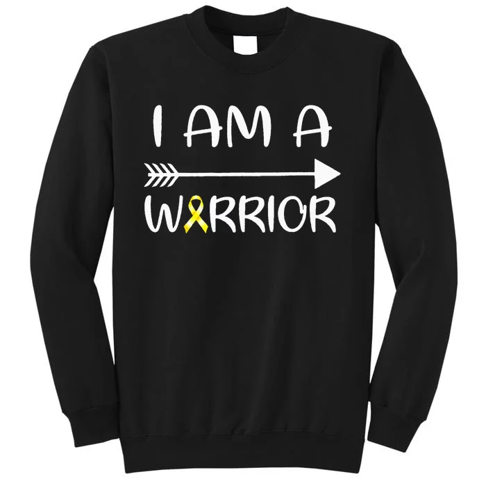 I Am A Warrior Childhood Cancer Awareness Gold Ribbon Gifts Sweatshirt