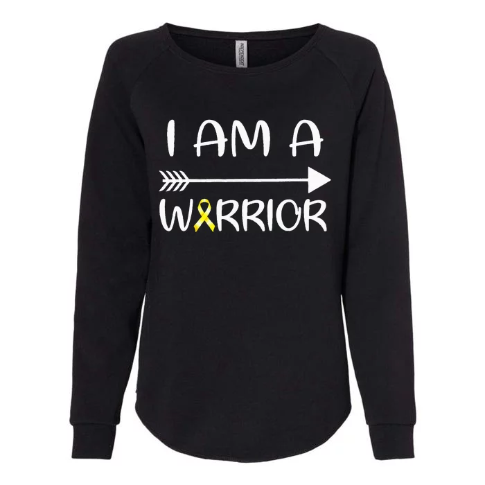 I Am A Warrior Childhood Cancer Awareness Gold Ribbon Gifts Womens California Wash Sweatshirt