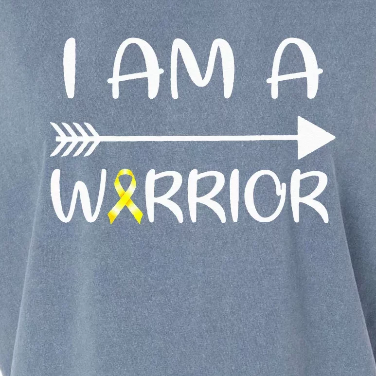 I Am A Warrior Childhood Cancer Awareness Gold Ribbon Gifts Garment-Dyed Women's Muscle Tee