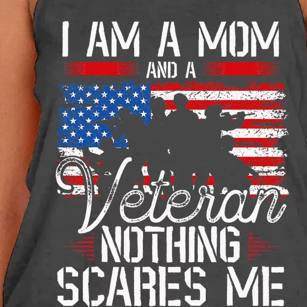 I Am A Mom And A Veteran Nothing Scares Me Veteran Women's Knotted Racerback Tank