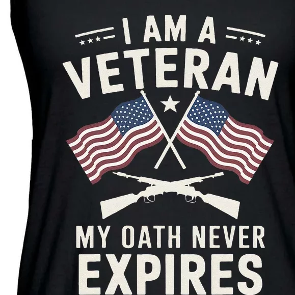 I Am A Veteran My Oath Never Expires Veteran Day Dad Grandpa Ladies Essential Flowy Tank