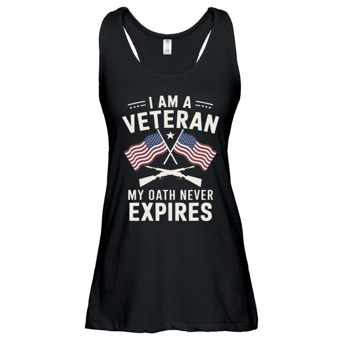 I Am A Veteran My Oath Never Expires Veteran Day Dad Grandpa Ladies Essential Flowy Tank