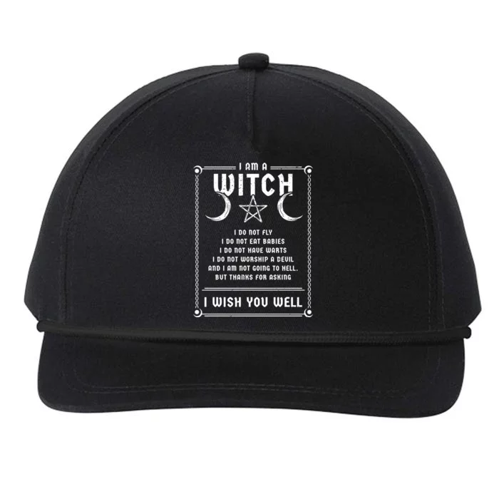 I Am A Witch Wicca Halloween Pagan Costume Great Gift Snapback Five-Panel Rope Hat