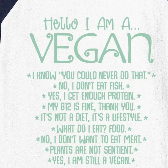 I Am A Vegan Vegetarian Veganism Food Veggie Animal Rights Gift Baseball Sleeve Shirt