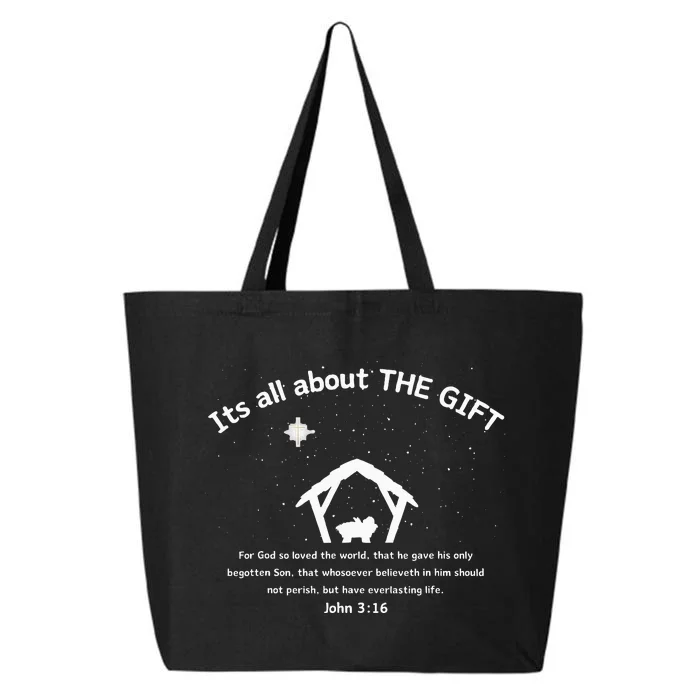 Its All About THE GIFT  Faith based Christmas John 316 25L Jumbo Tote