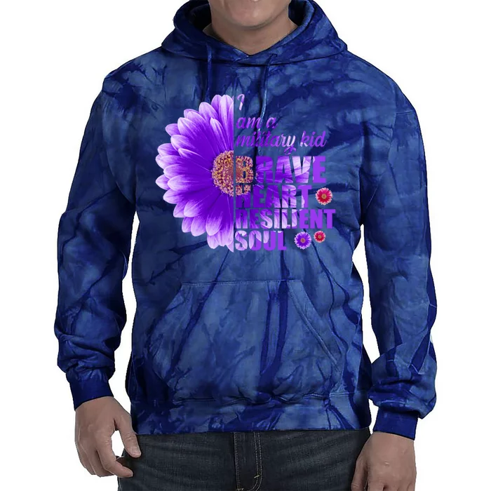 I Am A Military Child Brave Heart Resilient Soul Sunflower Tie Dye Hoodie