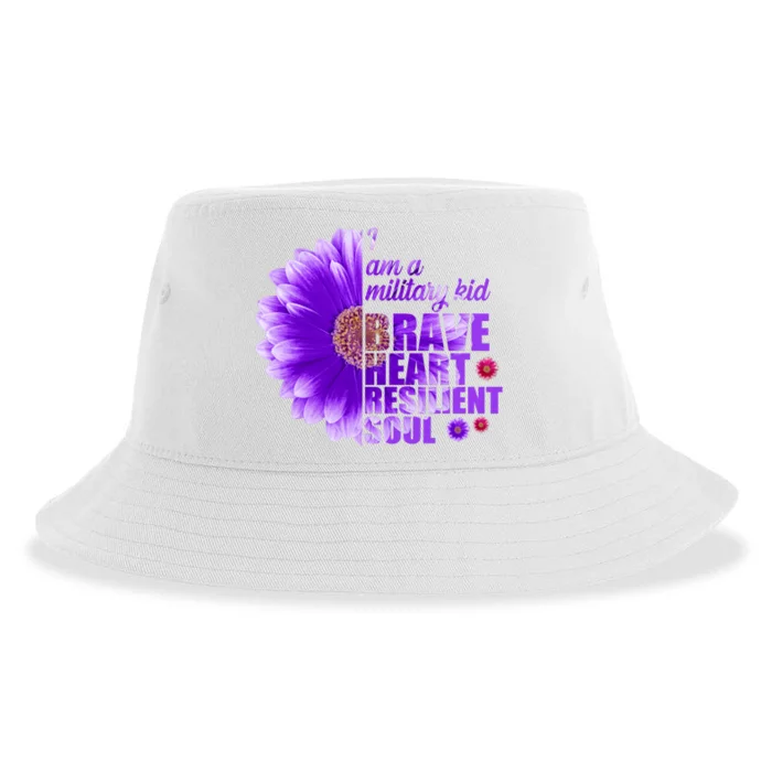 I Am A Military Child Brave Heart Resilient Soul Sunflower Sustainable Bucket Hat