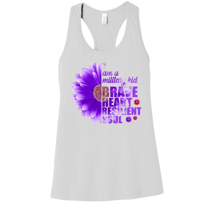 I Am A Military Child Brave Heart Resilient Soul Sunflower Women's Racerback Tank