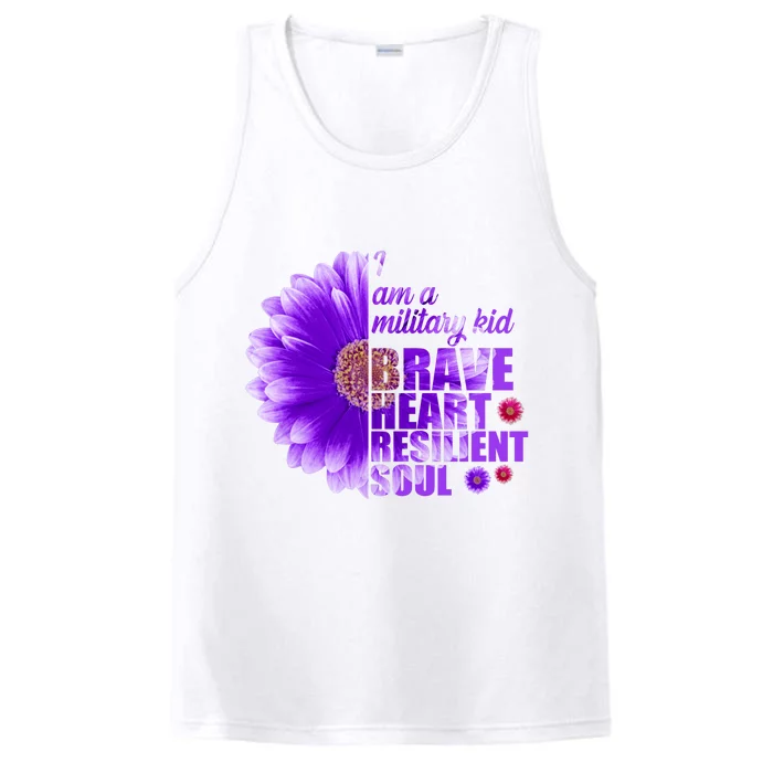 I Am A Military Child Brave Heart Resilient Soul Sunflower Performance Tank