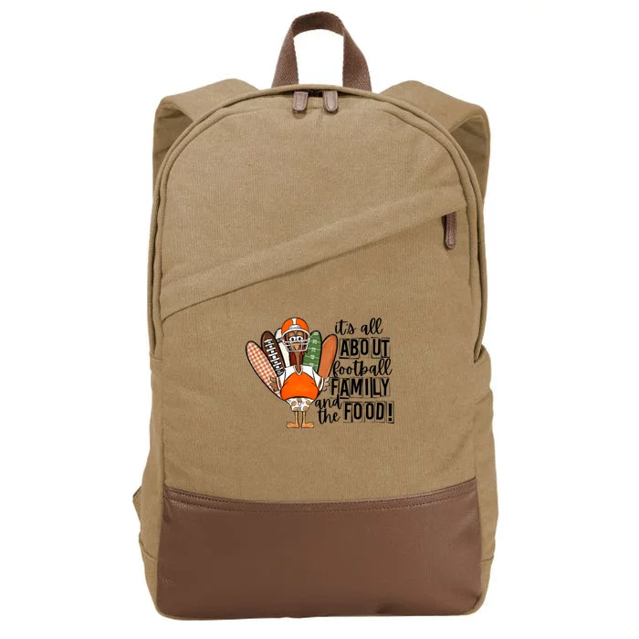 Its All About Football Family And The Food! Turkey Football Gift Cotton Canvas Backpack