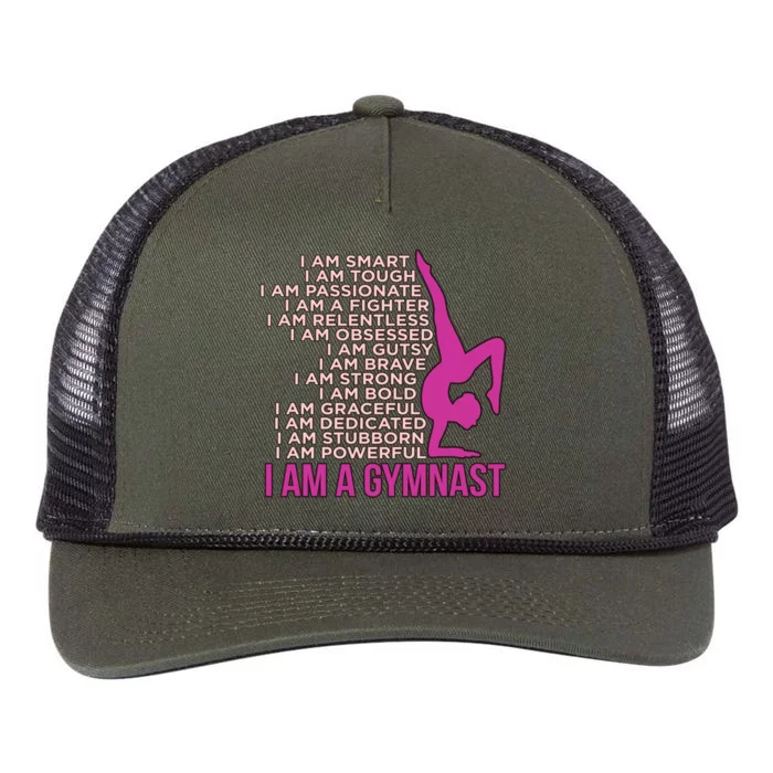 I Am A Gymnast Gymnastics Gymnastic Sports Lover Graphic Gift Retro Rope Trucker Hat Cap