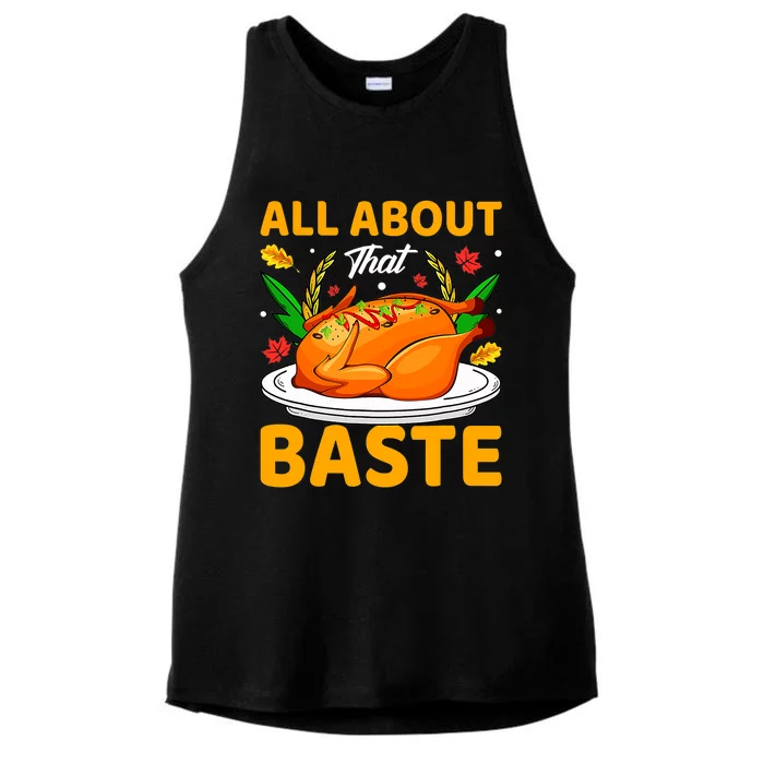 I'm All About that Baste Funny Thanksgiving Pun Dinner Ladies Tri-Blend Wicking Tank