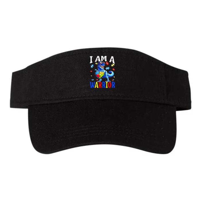 I Am A Warrior Autism Family Dinosaur Autism Awareness Valucap Bio-Washed Visor