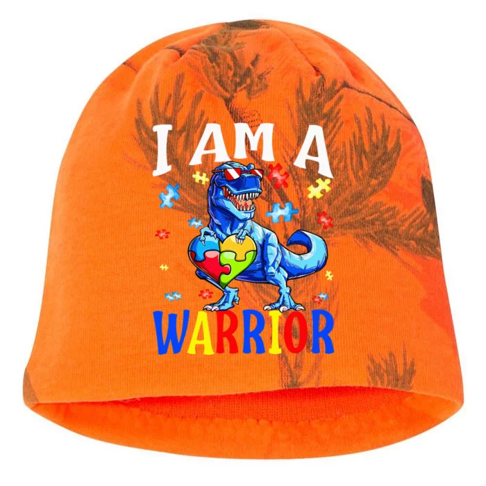 I Am A Warrior Autism Family Dinosaur Autism Awareness Kati - Camo Knit Beanie