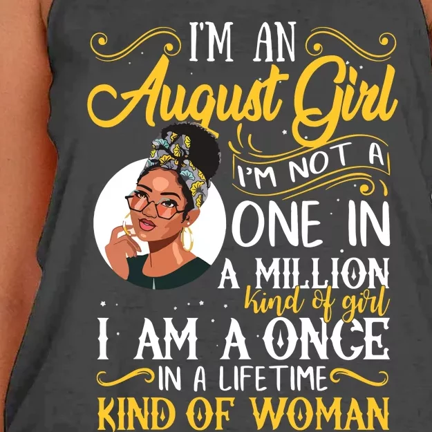 Im An August Girl Black Women Leo Women's Knotted Racerback Tank