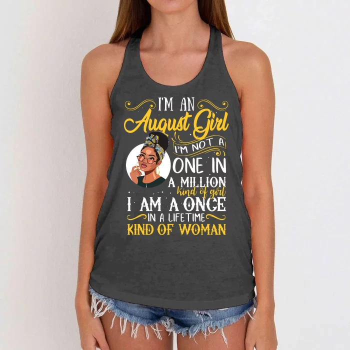 Im An August Girl Black Women Leo Women's Knotted Racerback Tank