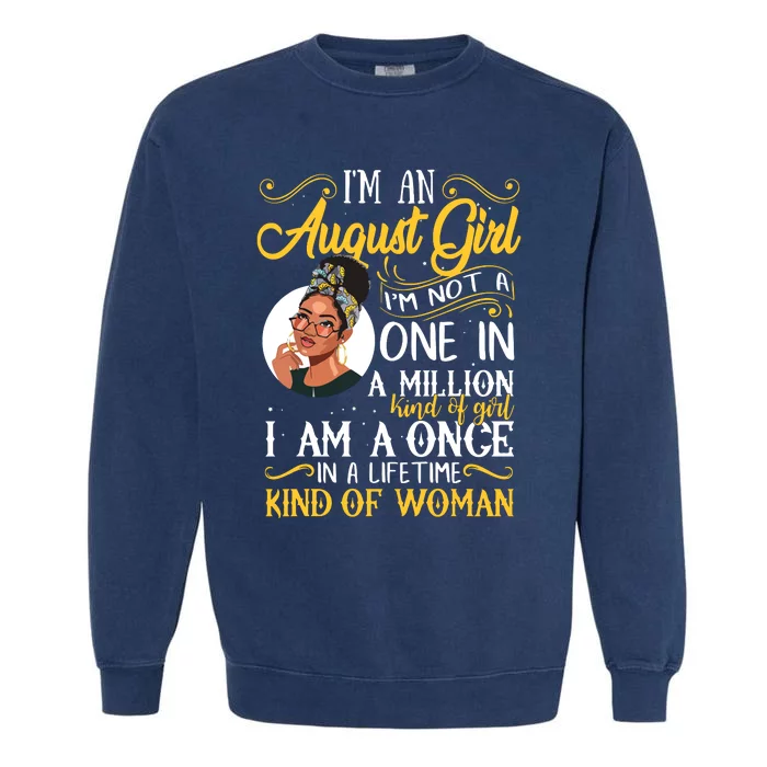 Im An August Girl Black Women Leo Garment-Dyed Sweatshirt