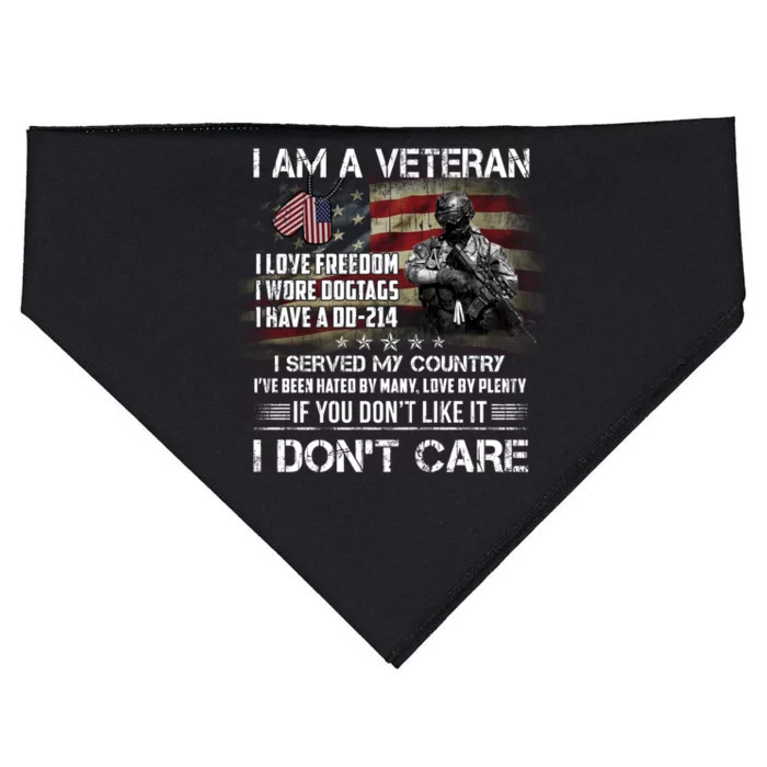 I Am A Veteran I Love Freedom My Country Funny Veteran Gift USA-Made Doggie Bandana