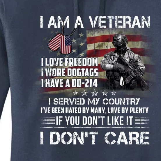 I Am A Veteran I Love Freedom My Country Funny Veteran Gift Women's Pullover Hoodie