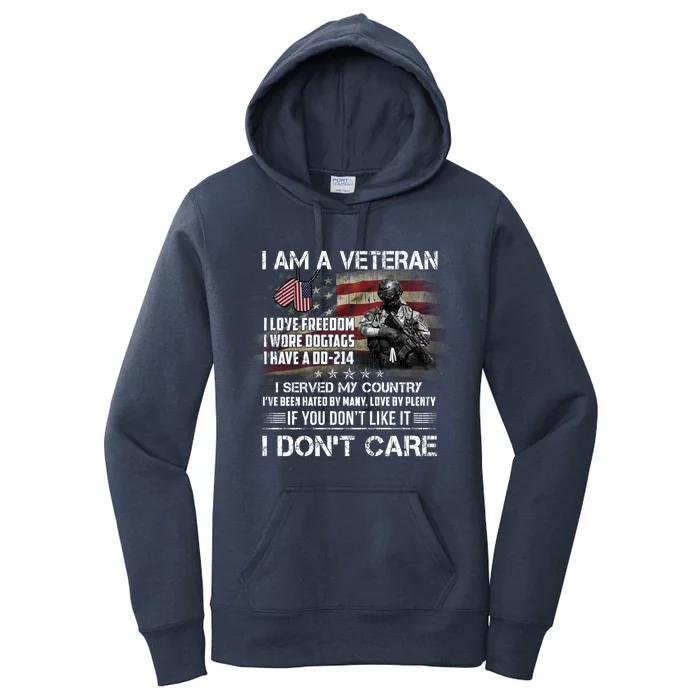 I Am A Veteran I Love Freedom My Country Funny Veteran Gift Women's Pullover Hoodie