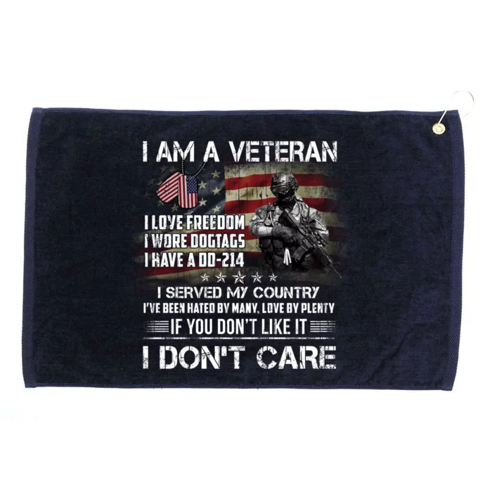 I Am A Veteran I Love Freedom My Country Funny Veteran Gift Grommeted Golf Towel