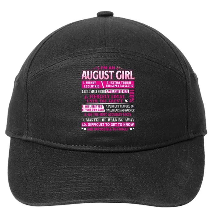 Im An August Girl Shirts August Birthday 7-Panel Snapback Hat