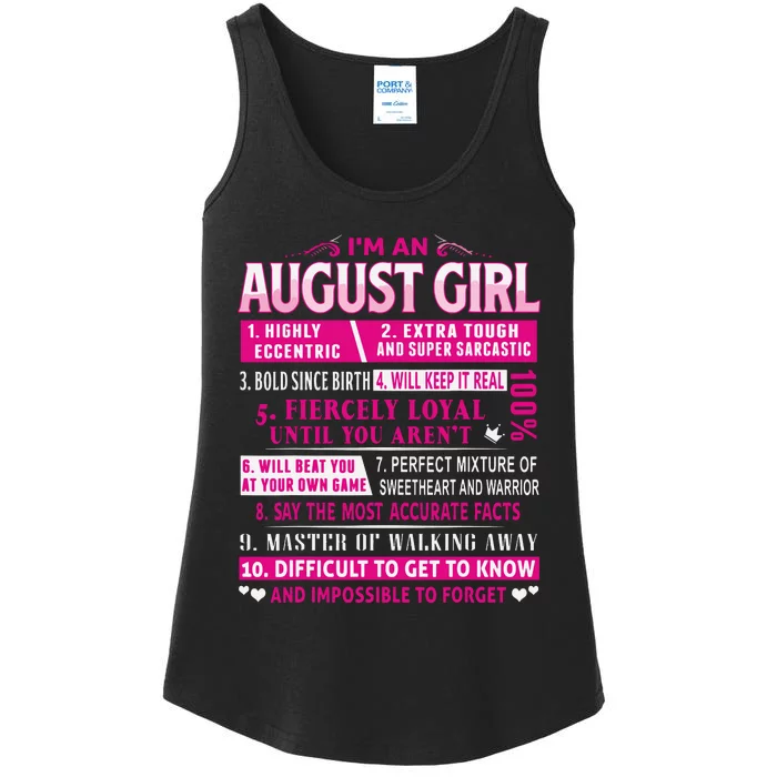 Im An August Girl Shirts August Birthday Ladies Essential Tank