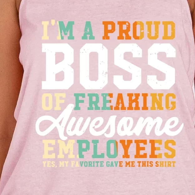 I Am A Proud Boss Of Freaking Awesome Employees Funny Gift Women's Knotted Racerback Tank