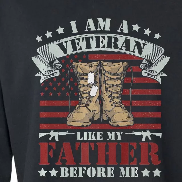 I Am A Veteran Like My Father Before Me American Flag Cropped Pullover Crew