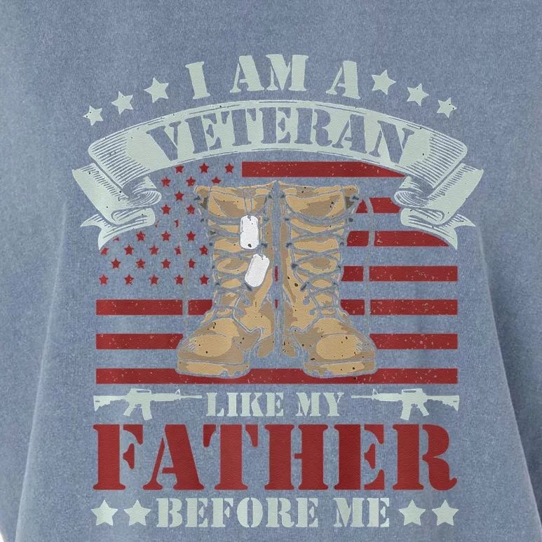 I Am A Veteran Like My Father Before Me American Flag Garment-Dyed Women's Muscle Tee