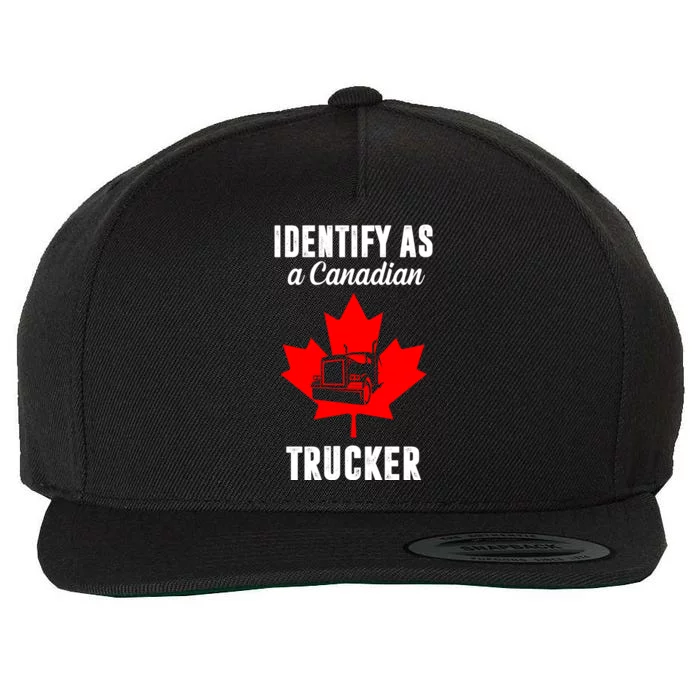 Identify As A Canadian Trucker Wool Snapback Cap