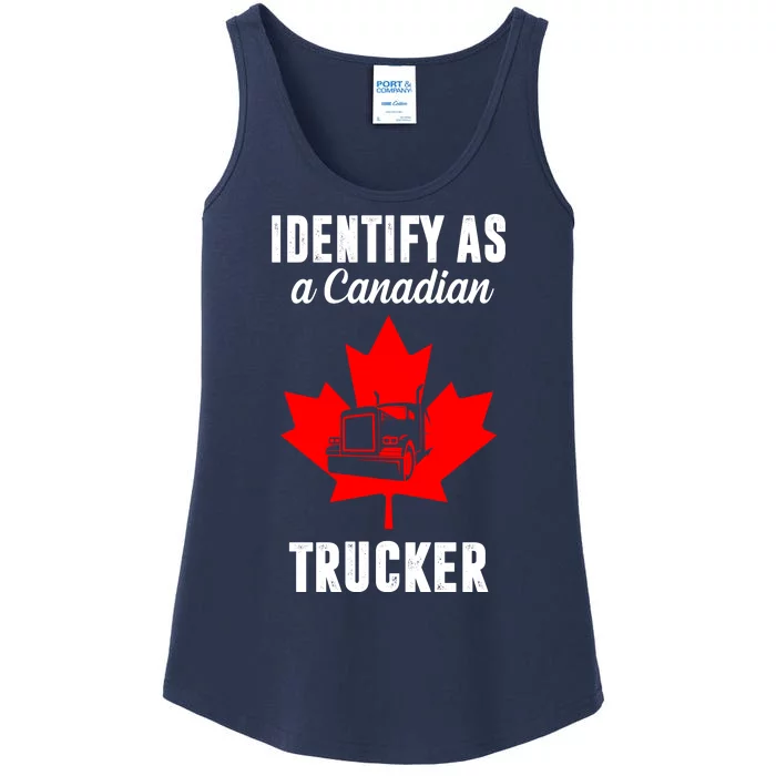 Identify As A Canadian Trucker Ladies Essential Tank