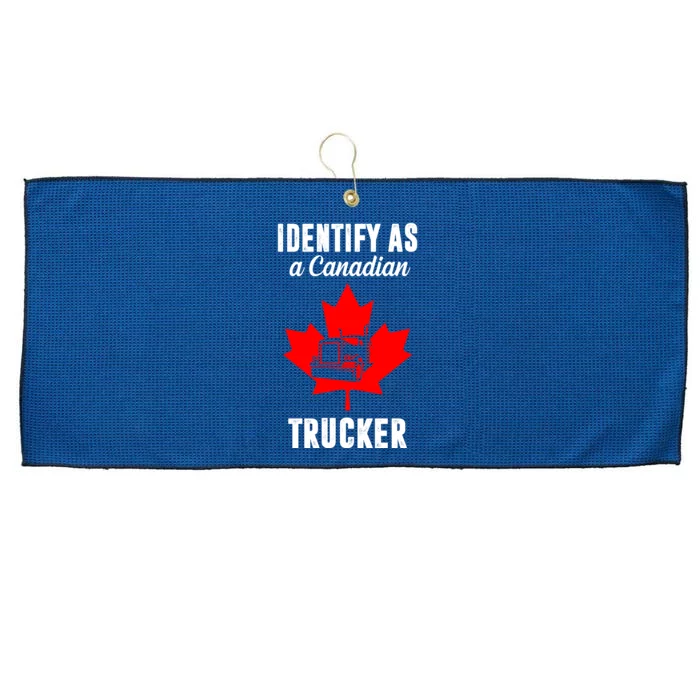 Identify As A Canadian Trucker Large Microfiber Waffle Golf Towel