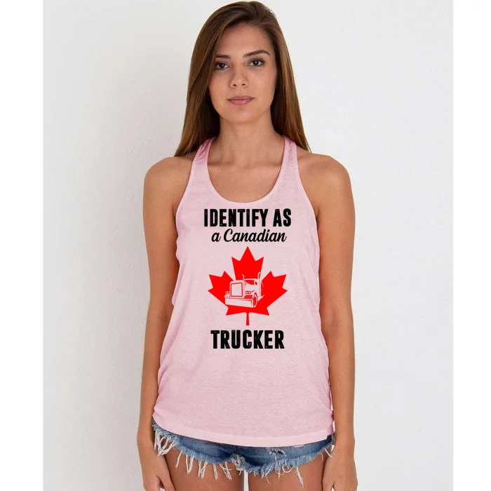 Identify As A Canadian Trucker Women's Knotted Racerback Tank