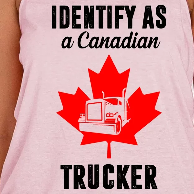 Identify As A Canadian Trucker Women's Knotted Racerback Tank