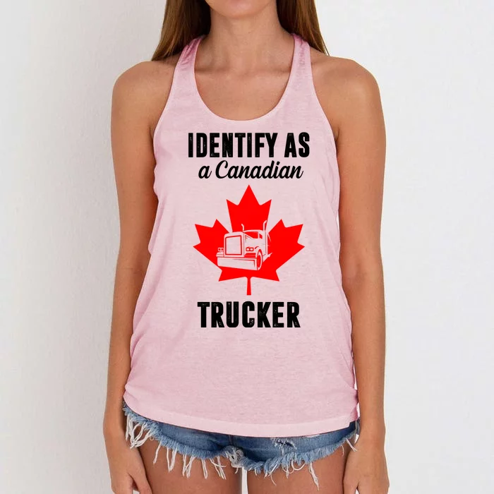 Identify As A Canadian Trucker Women's Knotted Racerback Tank