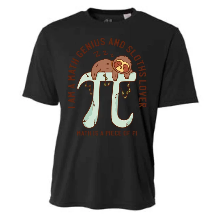 I Am A Math Genius And Sloths Lover Math Is A Piece Of Pi Cooling Performance Crew T-Shirt