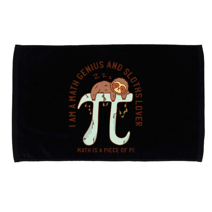 I Am A Math Genius And Sloths Lover Math Is A Piece Of Pi Microfiber Hand Towel