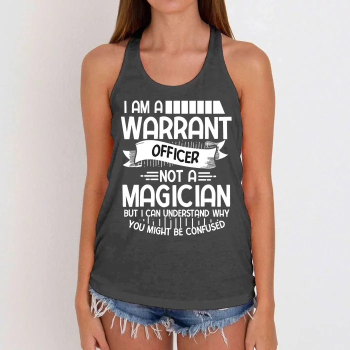 I Am A Warrant Officer Not A Magician Warrant Officer Daddy Women's Knotted Racerback Tank