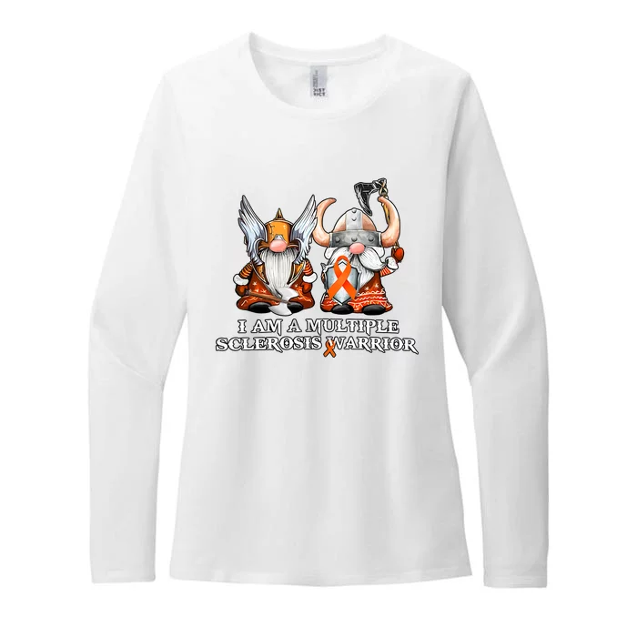 I Am A Multiple Sclerosis Warrior Gnome MS Awareness Orange Ribbon Womens CVC Long Sleeve Shirt