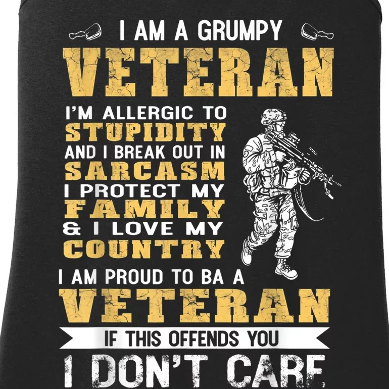 I Am A Grumpy Veteran Proud To Be Veteran Gift Ladies Essential Tank