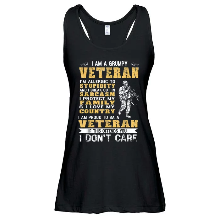 I Am A Grumpy Veteran Proud To Be Veteran Gift Ladies Essential Flowy Tank