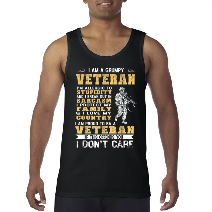 I Am A Grumpy Veteran Proud To Be Veteran Gift Tank Top