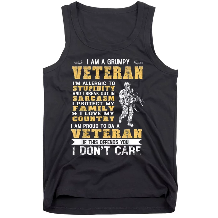 I Am A Grumpy Veteran Proud To Be Veteran Gift Tank Top