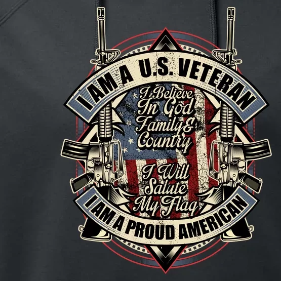 I Am A Us Veteran Performance Fleece Hoodie