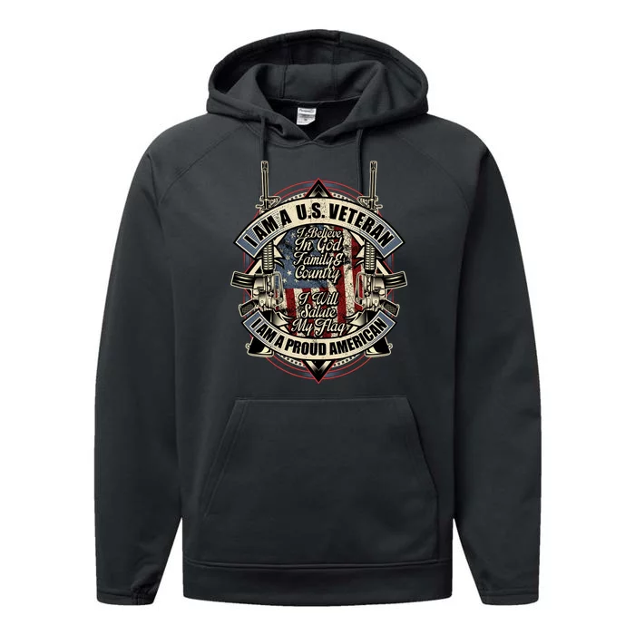 I Am A Us Veteran Performance Fleece Hoodie